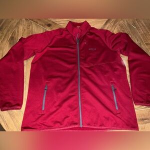 Men’s Orvis full zip Horseshoe Hills jacket - red waffle fleece / size XL